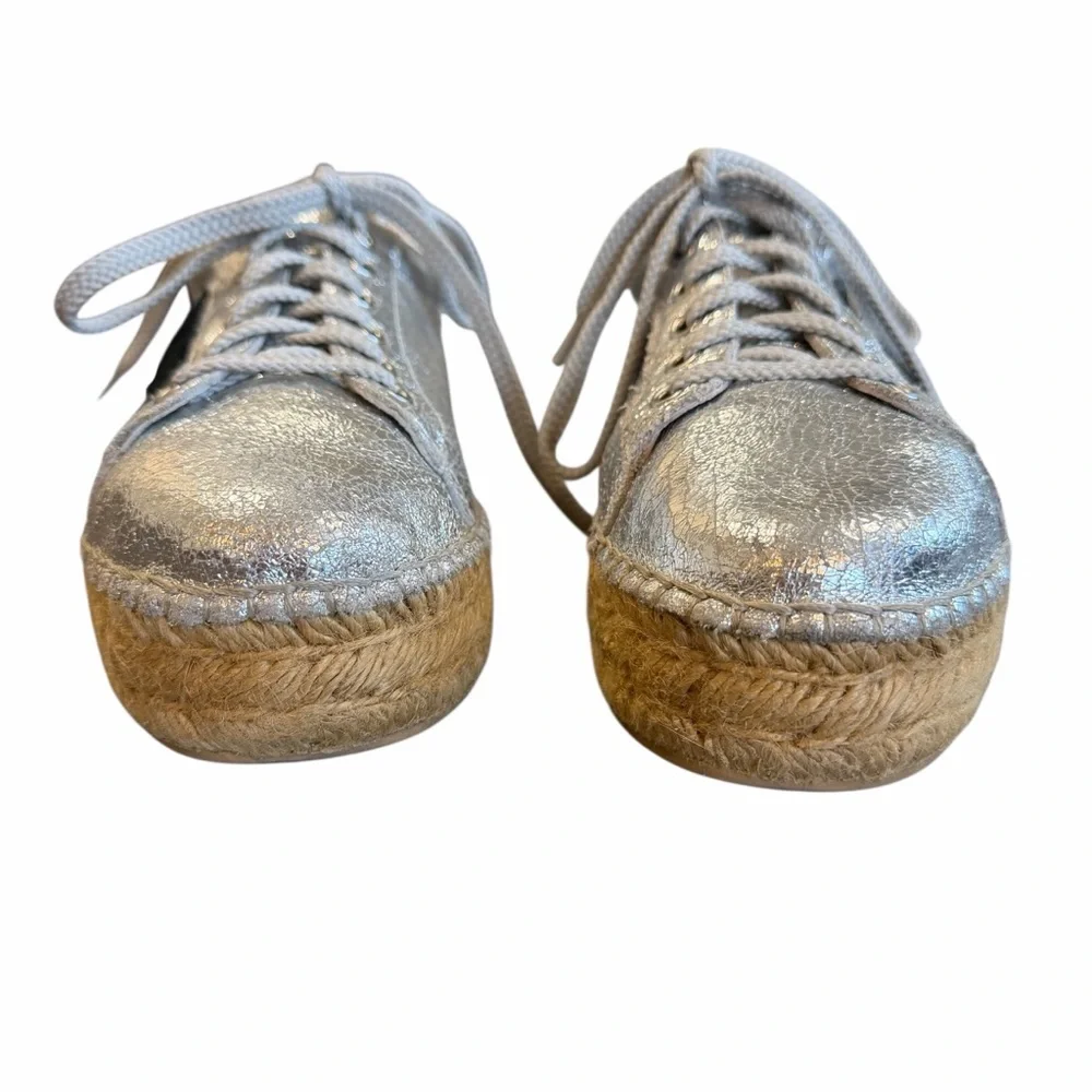 Steve Madden Metallic Silver Star Platform‎ Espadrille Sneakers – Size 8.5